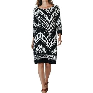 4/$20 Enfocus Studio Black & White Abstract Shift Dress - Size 10